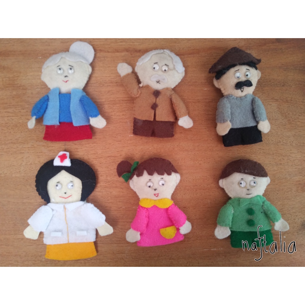 Boneka Jari Seri Karir | Nenek Kakek Petani Perawat Anak Laki Anak Perempuan Kakek Nenek