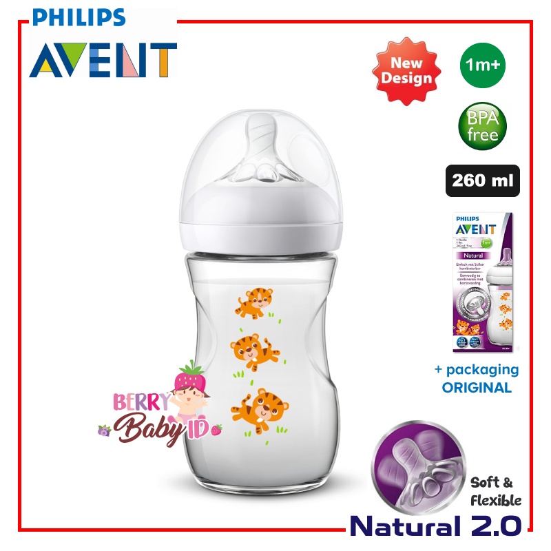 Philips Avent Natural Botol Susu Bayi Single Pack 125ml 260ml 0m+ 1m+ Berry Mart