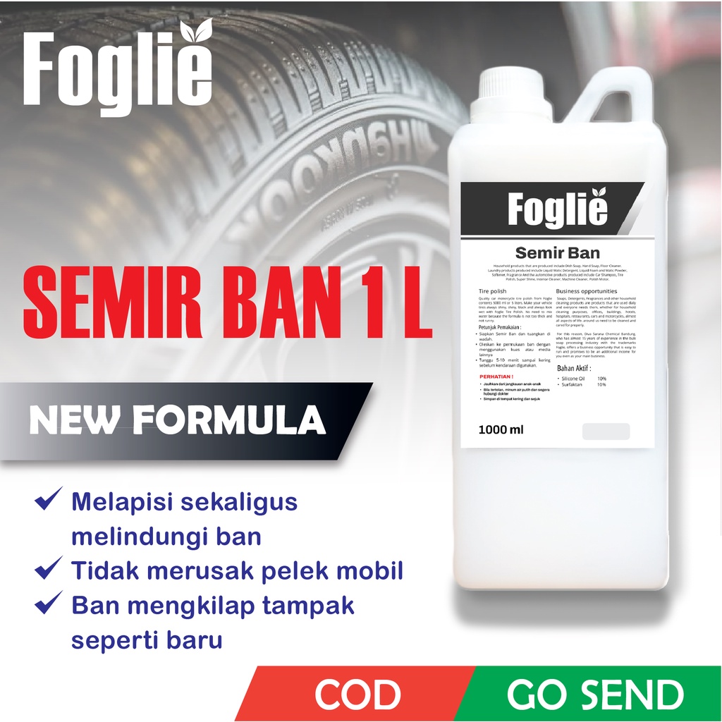 Semir Ban Mobil dan Motor Foglie 1 Liter | Pengkilap Ban Penghitam Wet Look