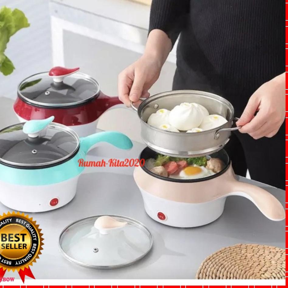 Panci Listrik Mie Nasi Ada Kukusan Gagang Anti Panas Hotpot Elektrik 2 Layer Panci Listrik Steamer T