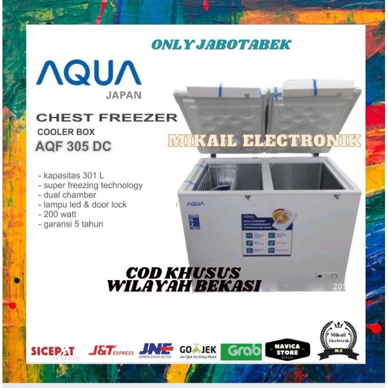 AQUA AQF 305 DC CHEST FREZEER BOX 301 LITER LEMARI PEMBEKU
