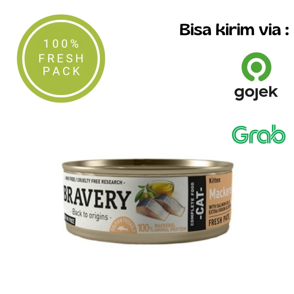 Jual BRAVERY Cat Wet Food Kitten Mackerel/ Makanan Kucing Mackerel