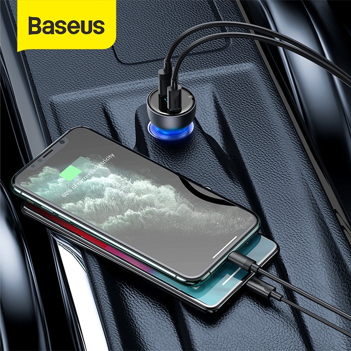 Baseus 65W Car Charger Mobil Fast charging Type C PD+USB Quick Charge