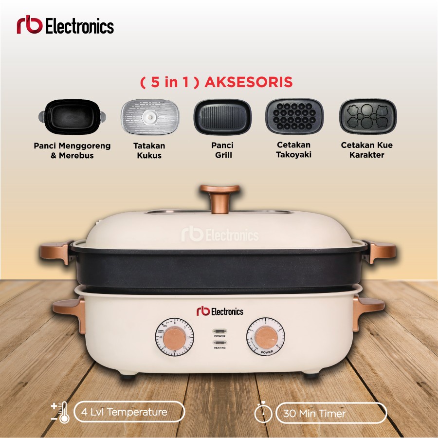 RB MultiFungsi Cooker 5in1 RC-MF 780W 4 Level Tingkat Panas Free 5 Pan