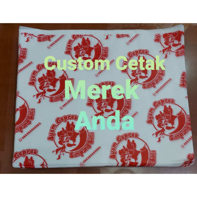

Kertas Nasi / Burger Custom Cetak Merek Sendiri Anti Lengket 30x30 cm
