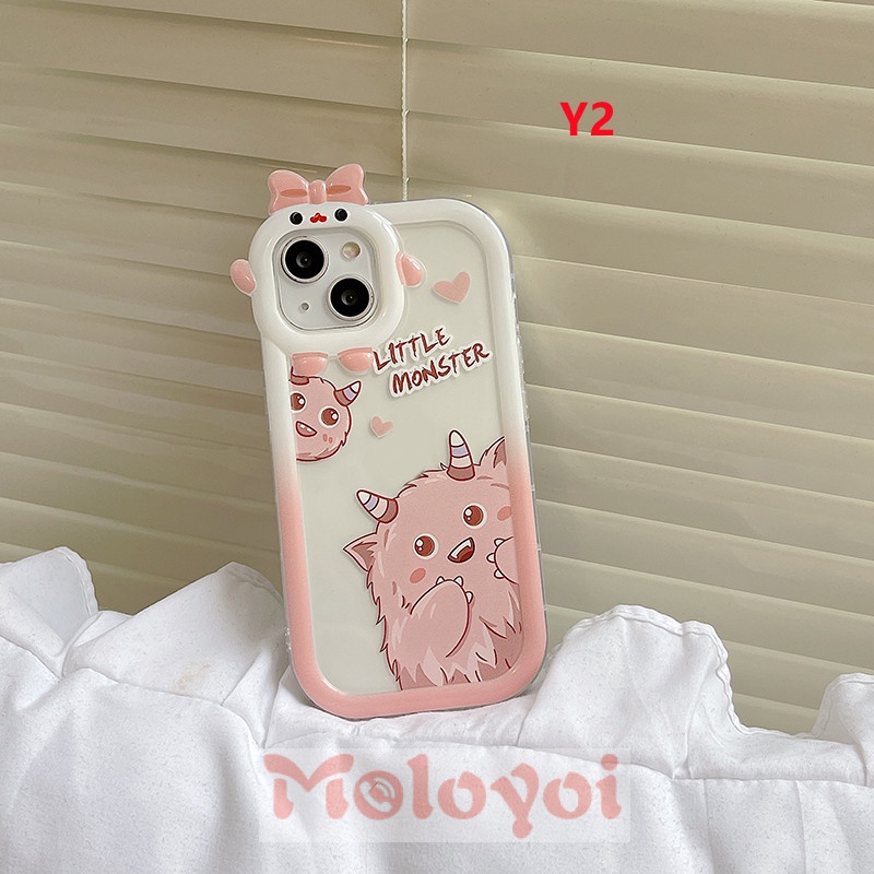 Soft Case TPU Motif Kartun Monster Dinosaurus 3D Untuk IPhone 6 6S 7 8 14 Plus XR 11 13 12 14 Pro MAX X XS MAX SE