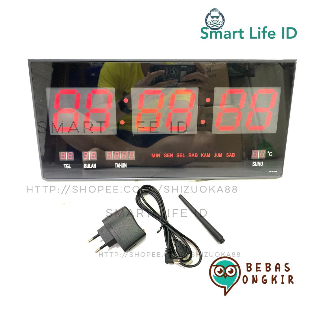 Jam Dinding LED Digital Clock Jam Meja Dekorasi Hiasan Dinding Rumah XY 4622 Merah