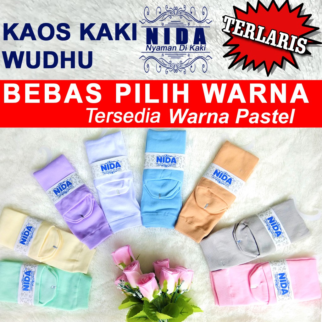 NIDA KAOS KAKI WUDHU MUSLIMAH WARNA PASTEL