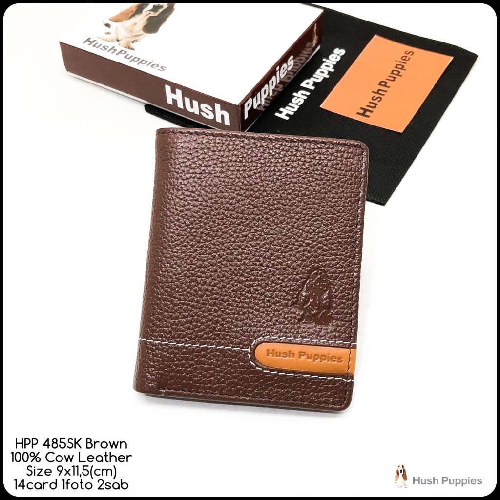 dompet kulit hushpuppies 485SK brown premium quality kulit sapi asli dompet fashion