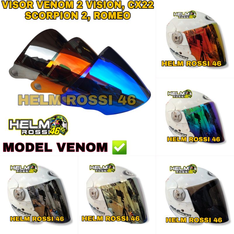 KACA Visor Venom KYT 2V 2VISION 2 VISION CX22 CX 22 CX390 390 ROMEO G2 INFINITY SIGMA 560 Iridium Blue Red Silver Gold Smoke Clear Bening Green Blue