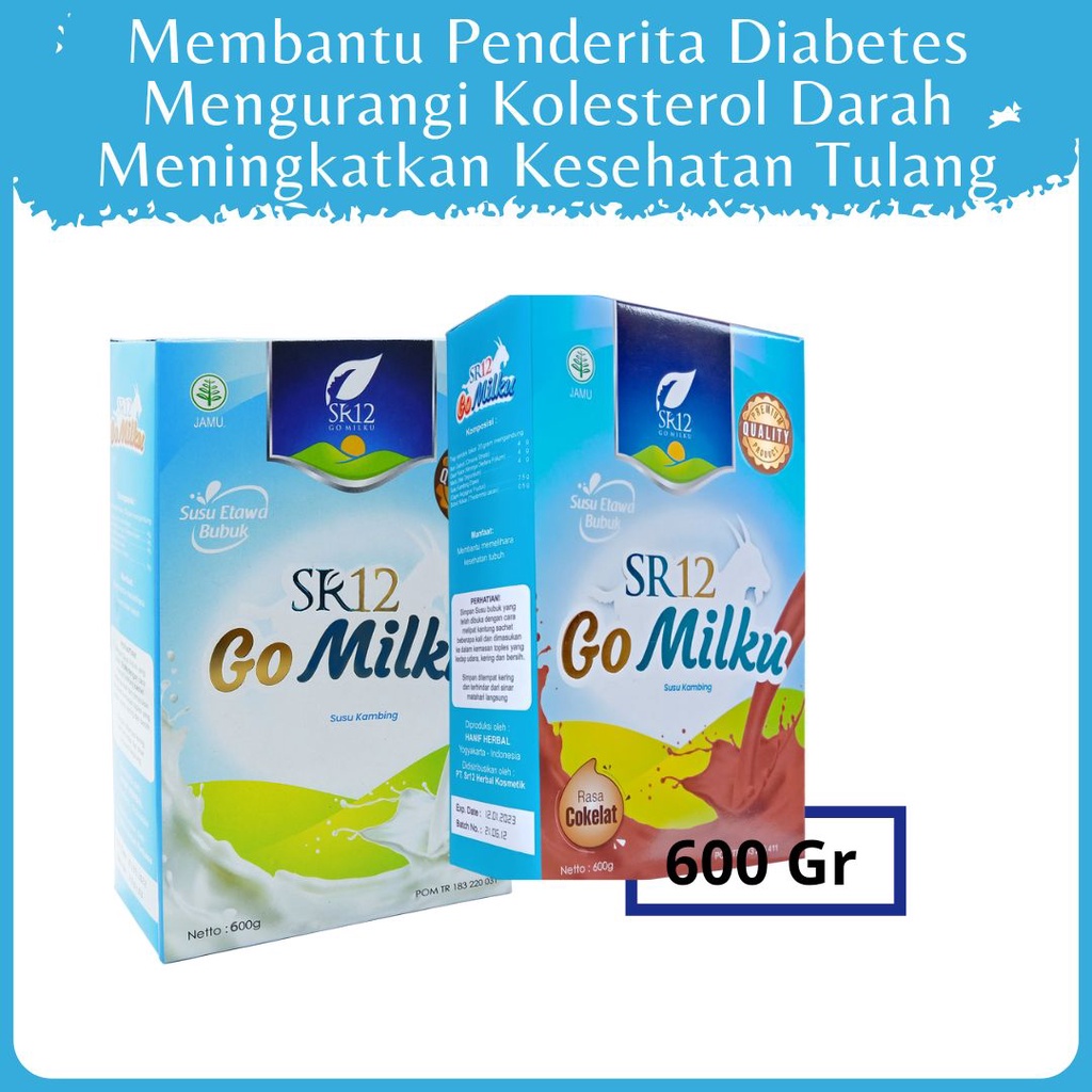 

SUSU KAMBING ETAWA GOMILKU SR12 600GR SUSU KAMBING GOMILKU SUSU KESEHATAN BPOM HERBAL AMAN BERSERTIFIKAT HALAL MUI