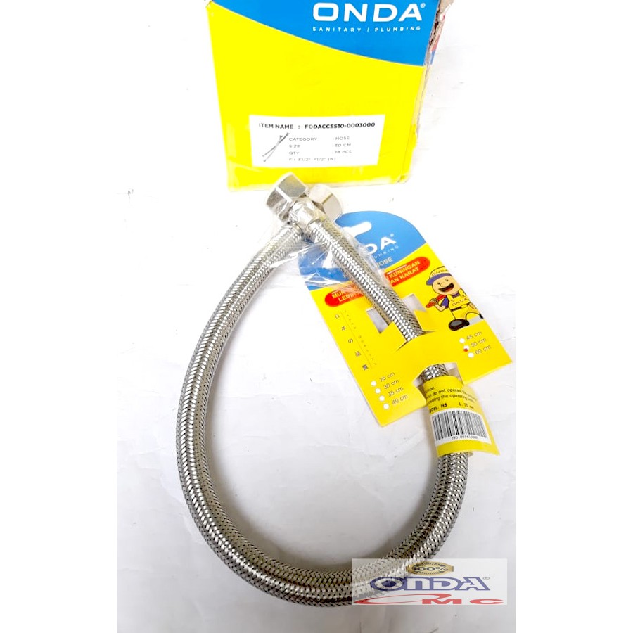 Selang Hose Air Panas/Dingin Flexible Serat Anyam 50 cm 1/2 Inch ONDA FH-1P2-50