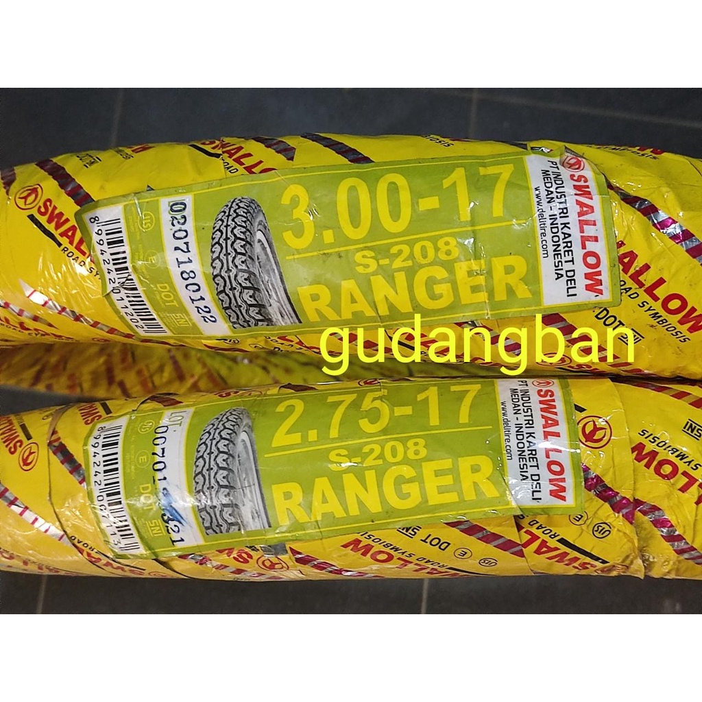 Paket Swallo Ranger S208 275 17 dan 300 17 Ban Motor Classic Japstyle Tubetype S 208