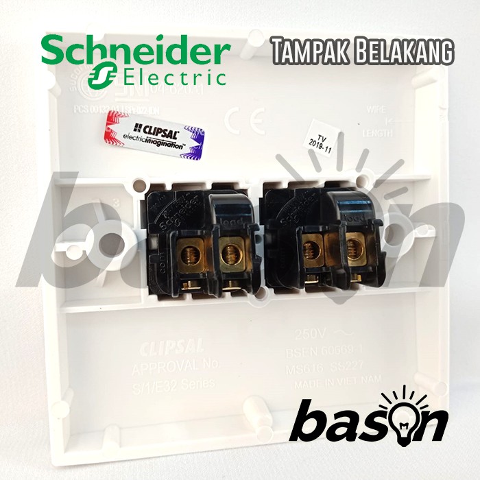 SCHNEIDER Classic 2 Gang 1 Way Switch - Clipsal - Saklar Double