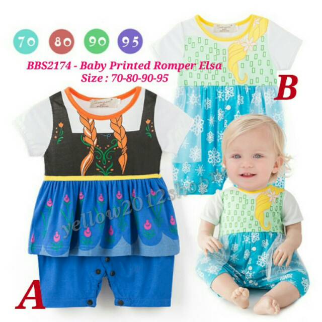 BBS2174 - Baby Printed Romper Elsa dan Anna