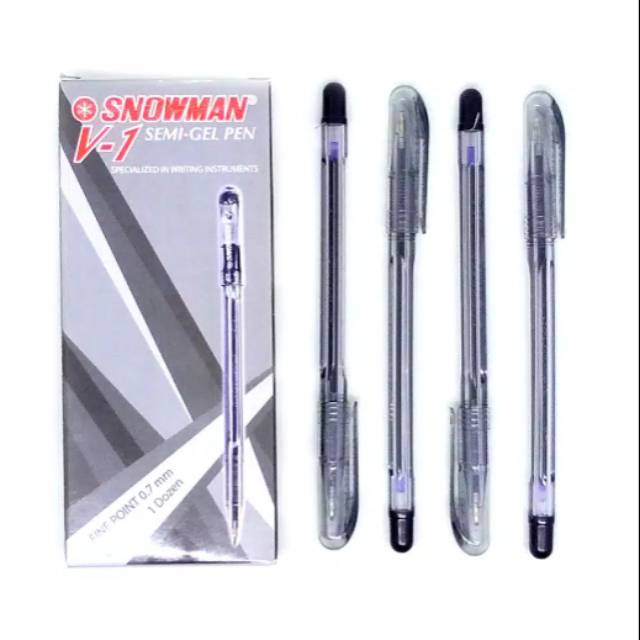 

Pulpen Snowman V 1 semi Gel Pen Hitam bolpoin black 1 lusin