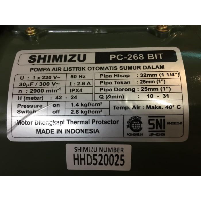 Mesin Pompa Air Jet pump Shimizu Pc 268 Bit (mesin dan mata jet only)