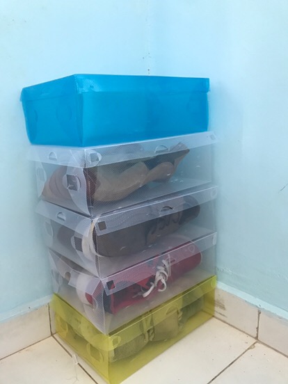 [bisa Cod] Dewastore Shoes Box Kotak Sepatu Transparan Warna Warni Tebal Serbaguna Portable Susun