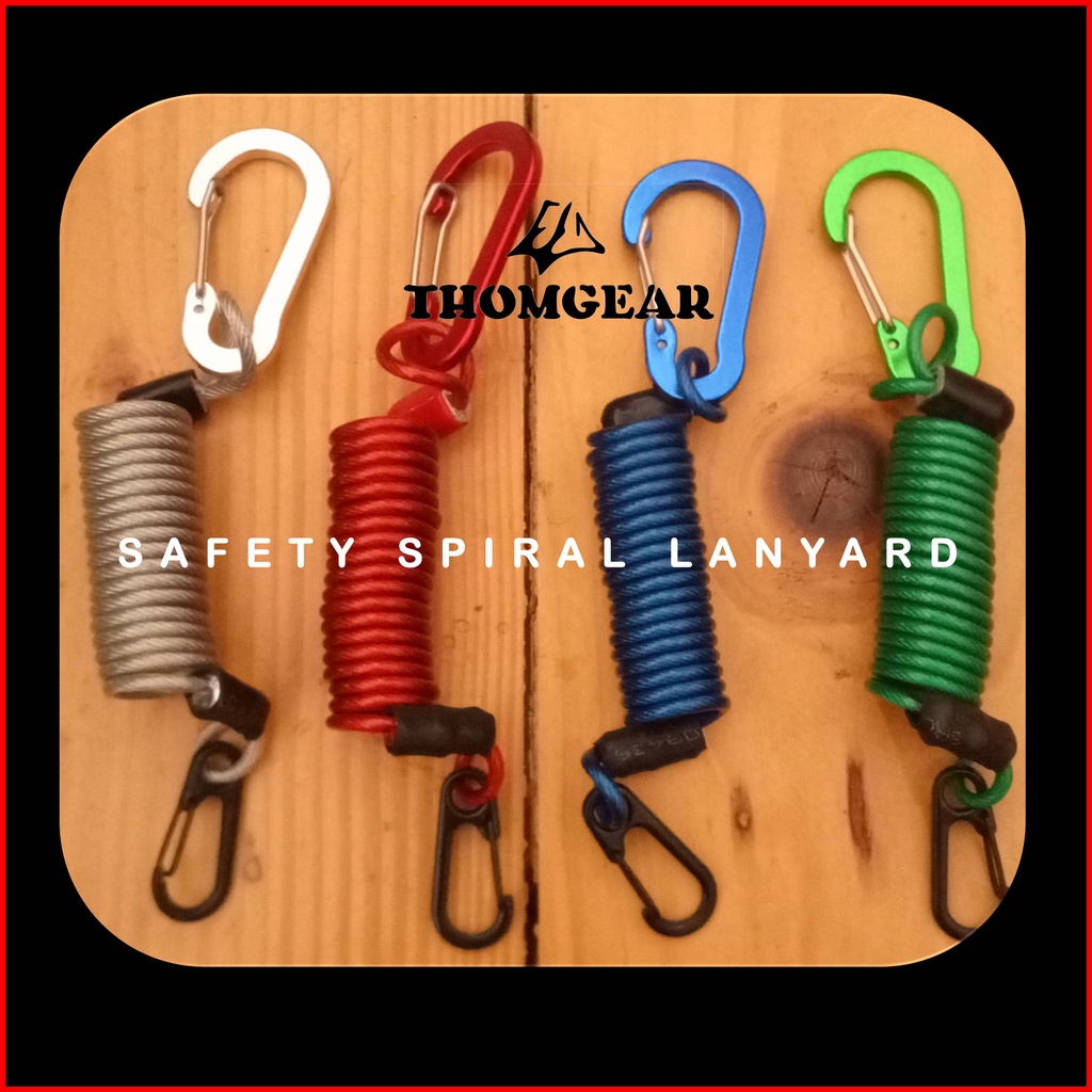 Tali Pengaman Carabiner Gantungan Kunci Spiral Lanyard Besar dan Kecil Custom Untuk Kunci Ratchet Pistol Kontak Motor Mobil Elastis Bahan Kawat Sling Lanyard 06