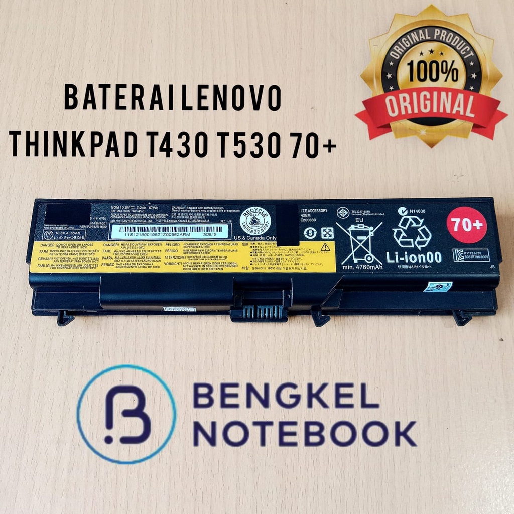 Baterai Lenovo ThinkPad T430 L430 L530 T530 W530 T520 42T4733 70+ 45N1107 45N1106