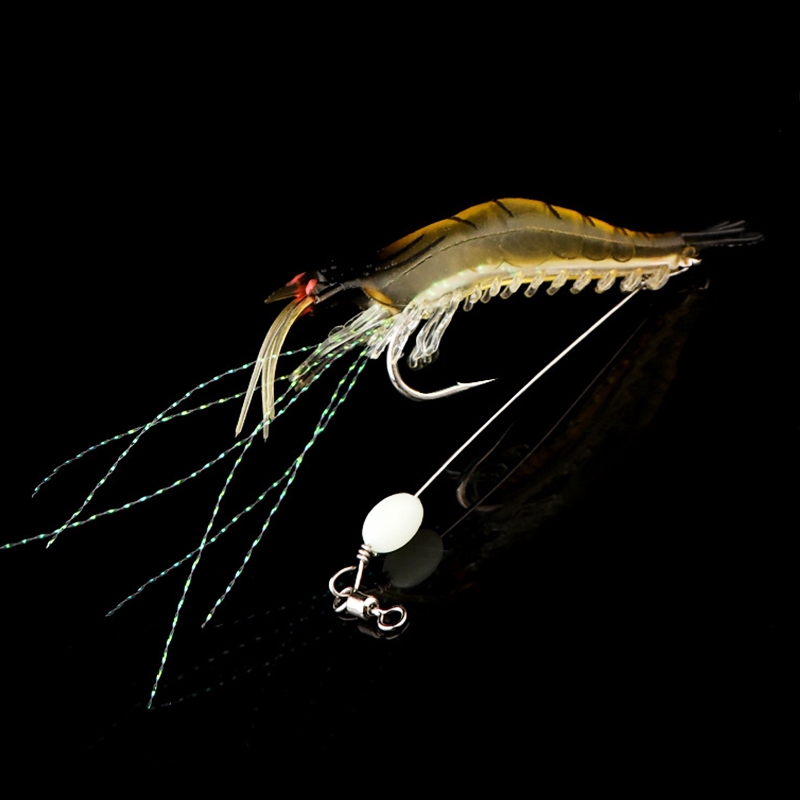 Shengyao 1Pcs Luminous Shrimp Bercahaya Udang Umpan Pancing 9cm/7g Fishing Lure Ikan Bass Wobbler Silikon Lembut Buatan Umpan Memancing Swimbait Tackle-1#