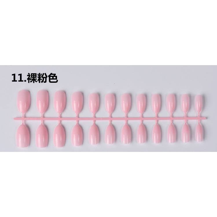 Lovefashion [COD] 24pcs Kuku Palsu False Nail Art Glossy Nude Almond Drop Shape Press On Fake Fingernail Stilleto