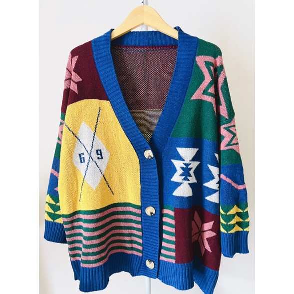 CARDIGAN RAJUT MOTIF ETNIK