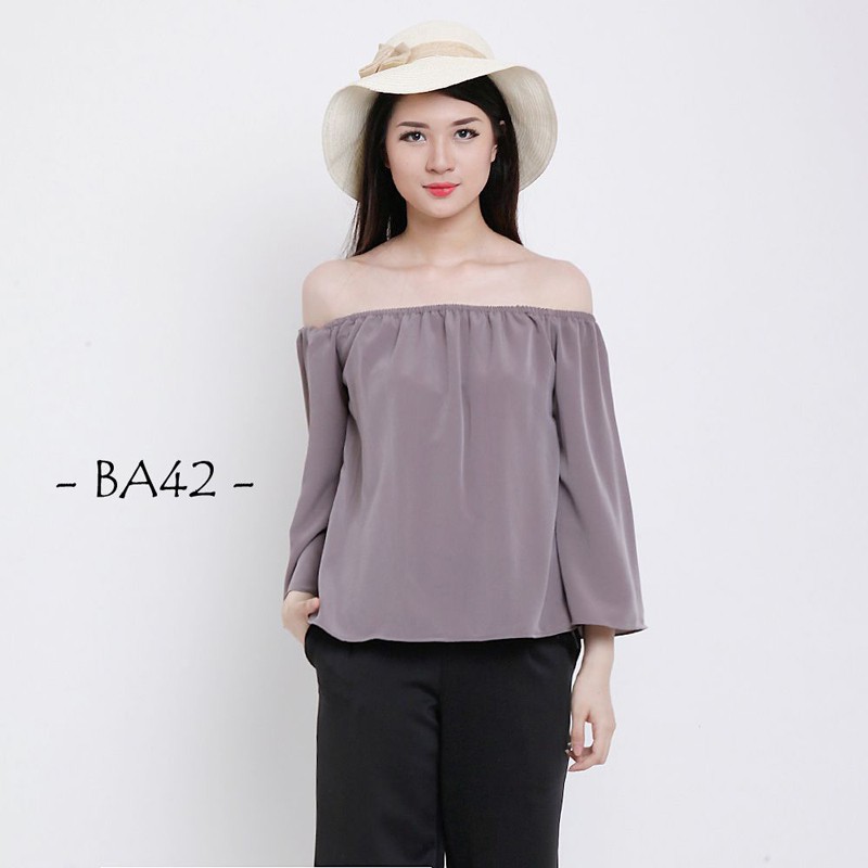 JUVIE -BAJU ATASAN WANITA BLOUSE CASUAL SABRINA CUT OFF SOULDER