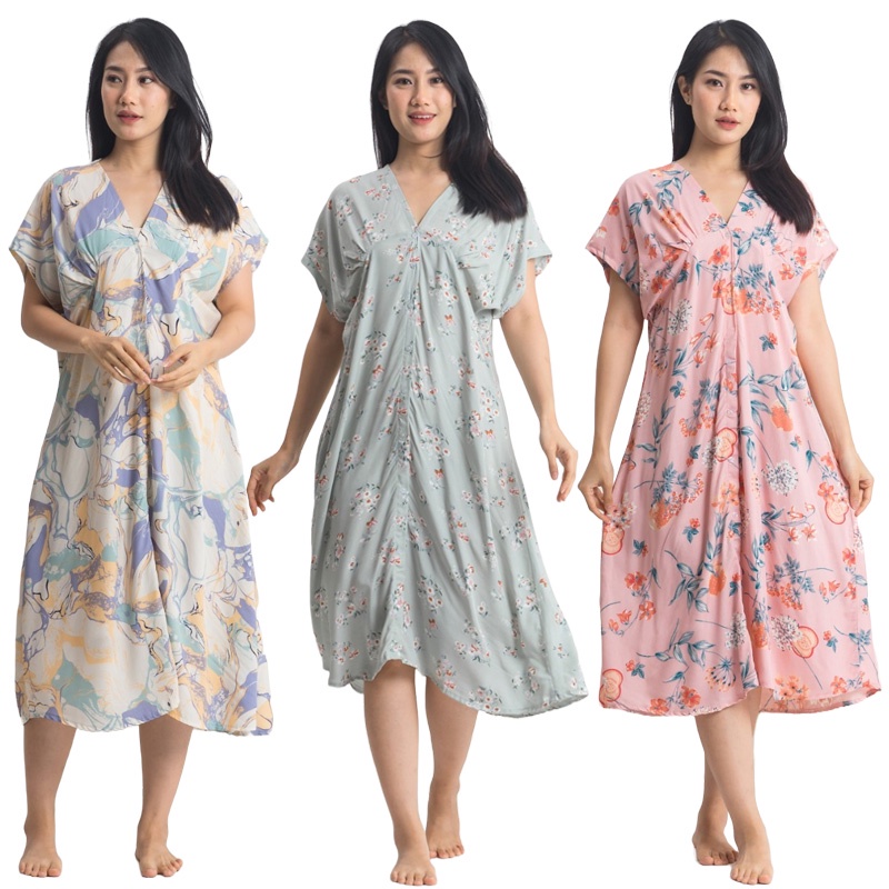 DS AS DASTER KEKINIAN BAJU TIDUR WANITA DEWASA REMAJA TERUSAN BUSUI BAHAN KATUN RAYON KANCING DEPAN