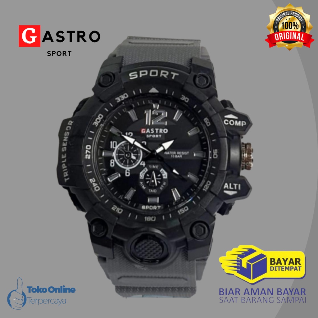 [ COD ]  Jam Tangan Pria Sporty Gastro Rubber Original Tahan Air Fashion Business Auto Date Analog