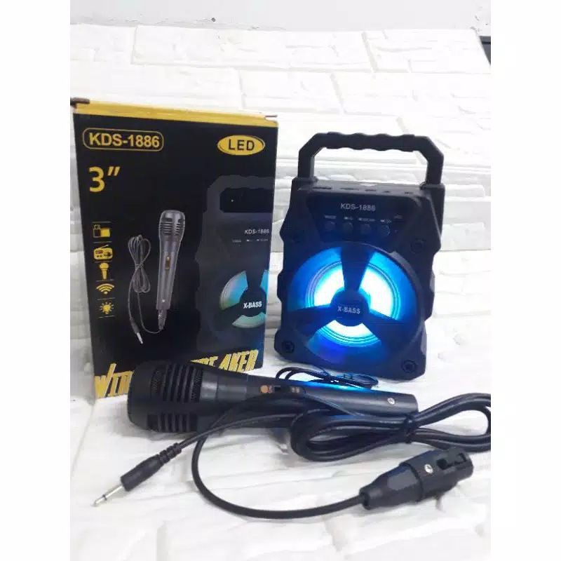 A5 Speaker Bluetooth + GRATIS MIC Spiker Aktif Wireless LED Salon Mikropon Jack Kecil Karoke Karaoke
