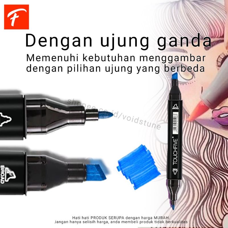 TOUCHNEW BV Spidol Dual Side Fine Art Marker 30 Color Spidol Dua Sisi Spidol Mewarnai Anak Lengkap , Spidol Dual Side Fine Art Marker 30 Color