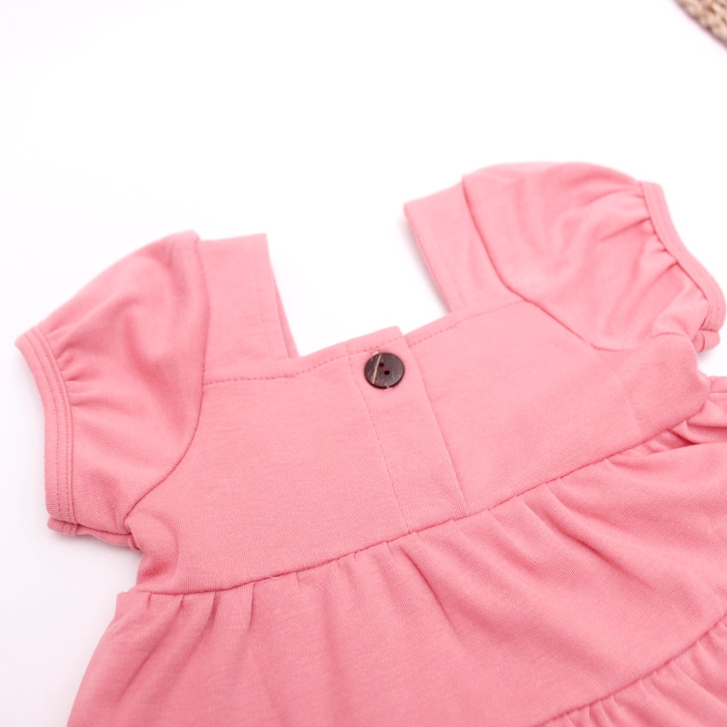 NIA Dress Bayi Perempuan Dress Bayi Nia Susun Polos Warna Premium 3-6 Bulan