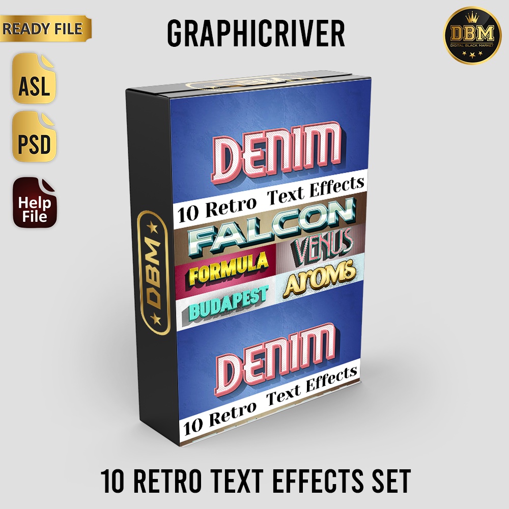 10 Retro Text Effects Set - Photoshop