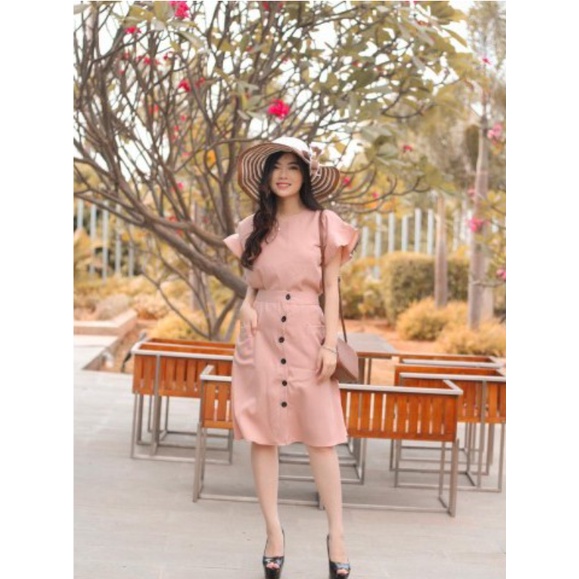 ATASAN BAWAHAN Vanny Set Blouse BLUS KAOS KAUS TOP TEE Pocket SAKU KANTUNG KANTONG ROK Skirt Wanita 