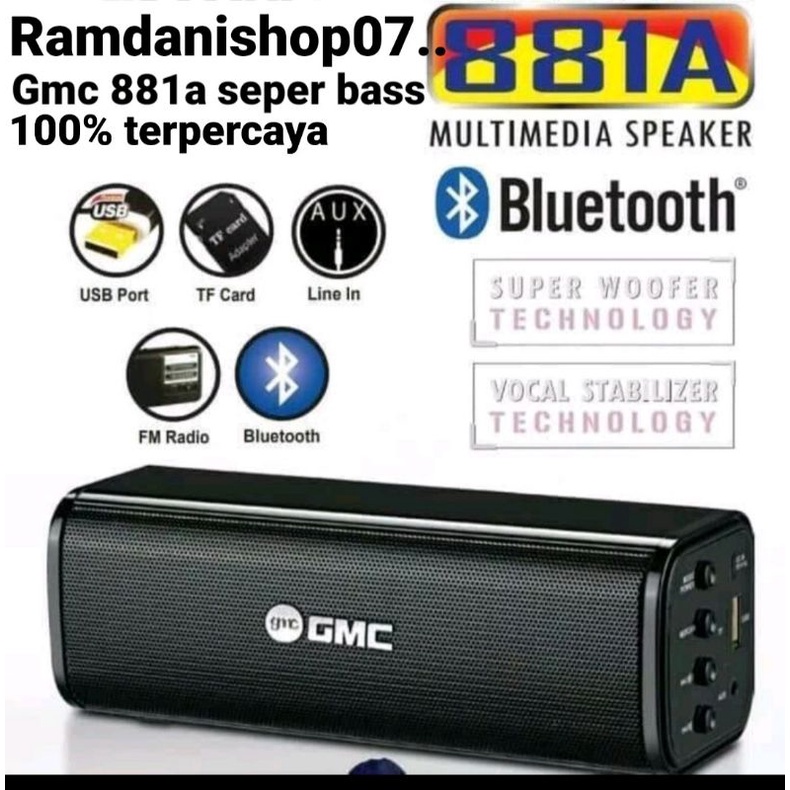 Speaker GMC Bluetooth 881A Super Bass 20w RMS berkulitas 100% terjamin original