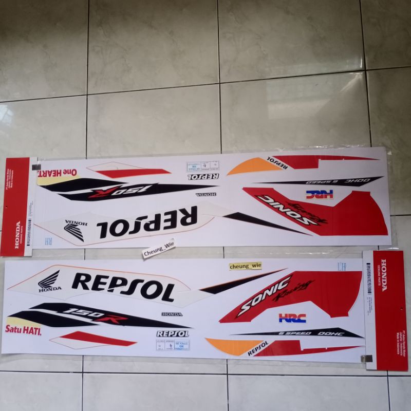 871X0K56N20ZAR & 871X0K56N20ZAL lis body striping stiker Sonic 150R Fi Repsol MotoGP ori AHM 2bh