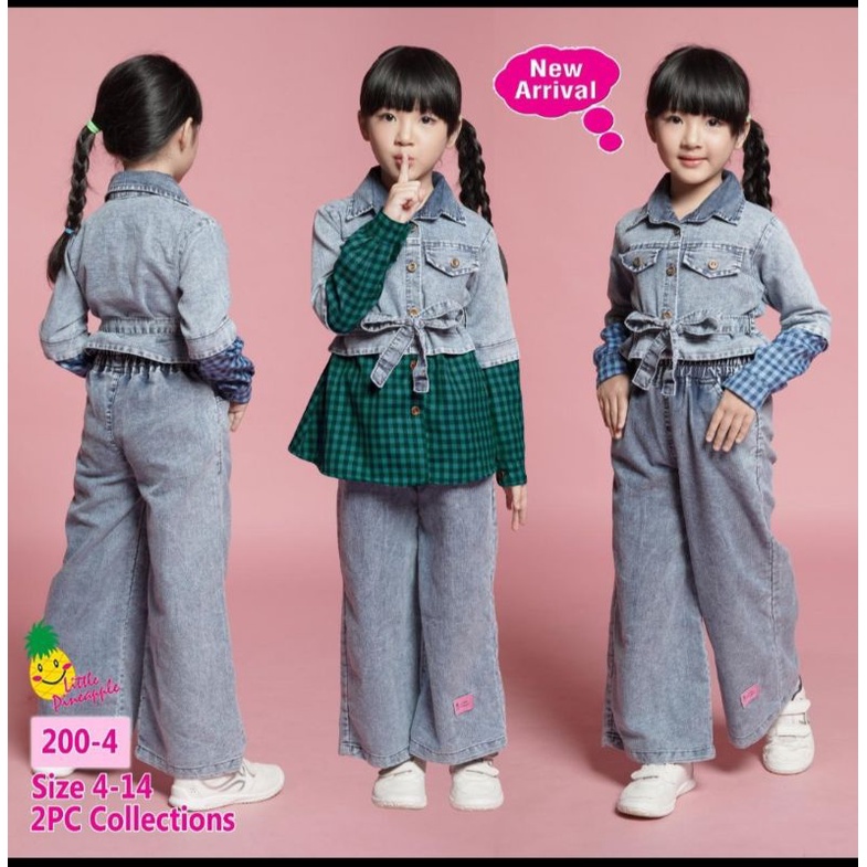 (LP.200-4) LITTLE PINEAPPLE Setelan Kulot Jeans Size 4-8th