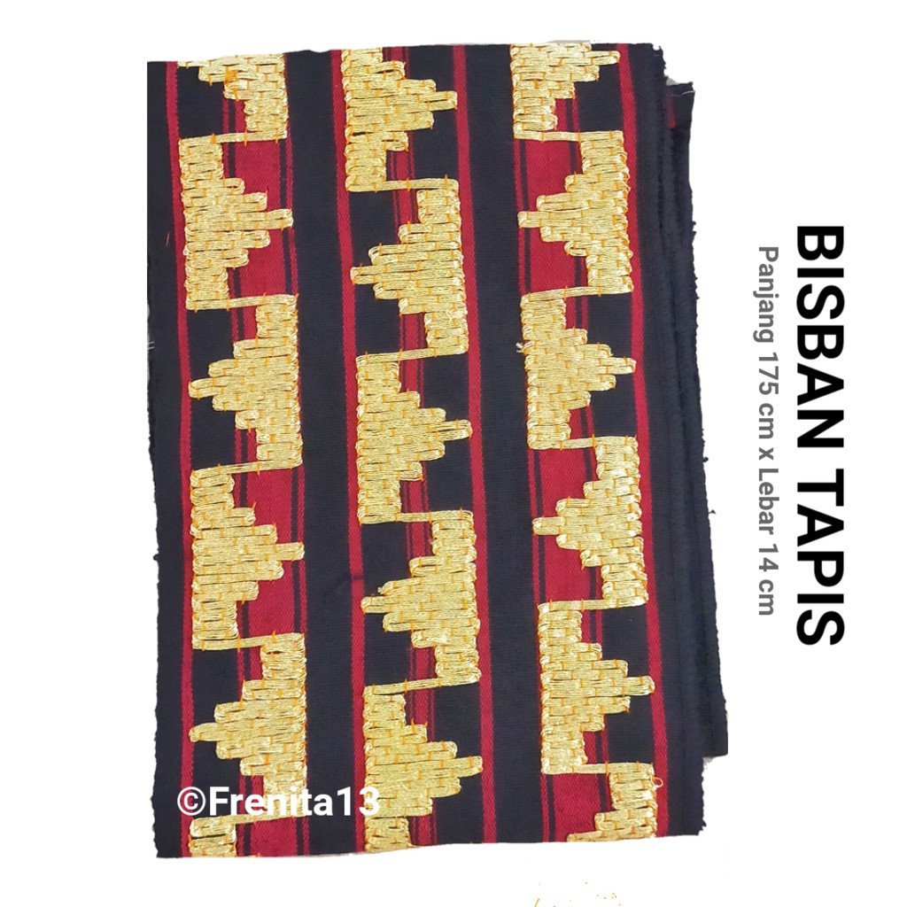 [BISA COD] Bisban / Selendang / List Tapis Khas Lampung asli Sulaman-Tajuk hitam