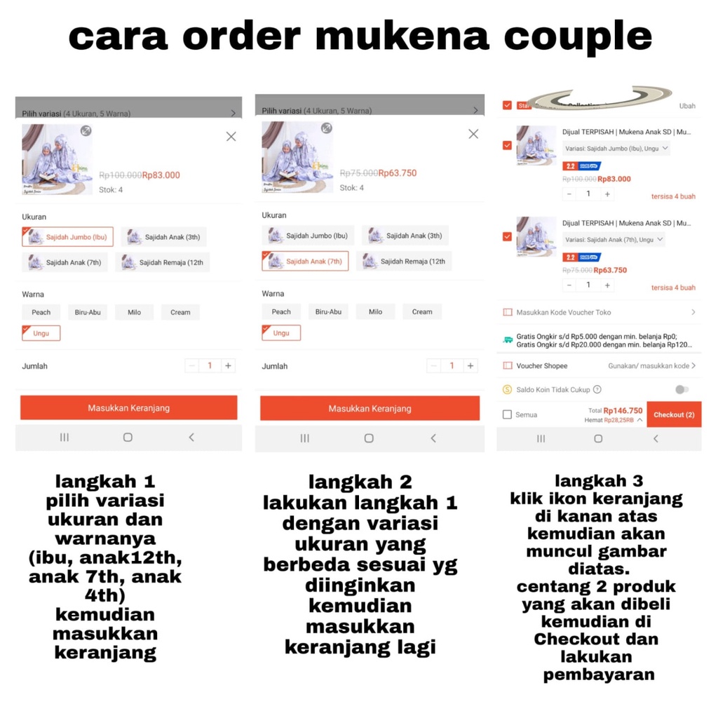 bisa couple dijual terpisah mukena ibu dan anak motif cantik