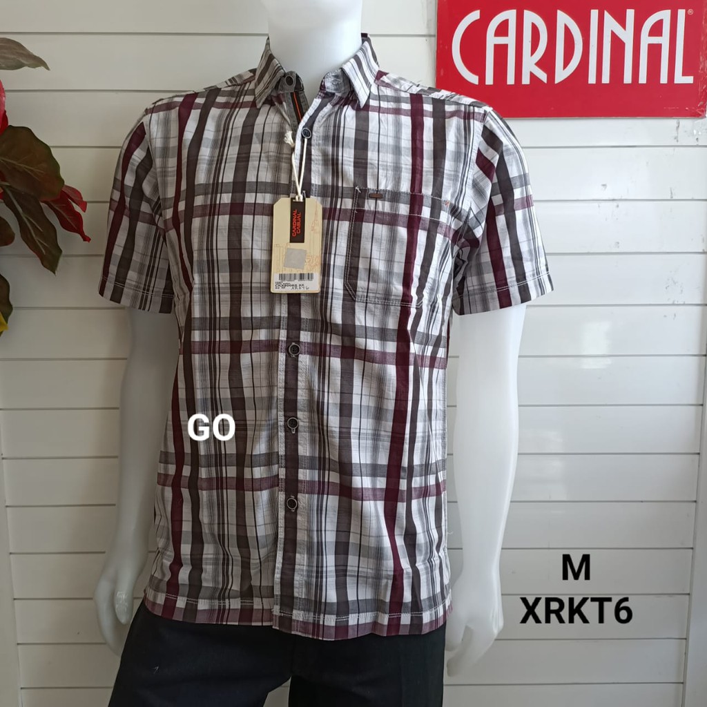 gof M CARDINAL KEMEJA CASUAL Pakaian Atasan Pria Kemeja Reguler Hem Casual Santai Lengan Pendek