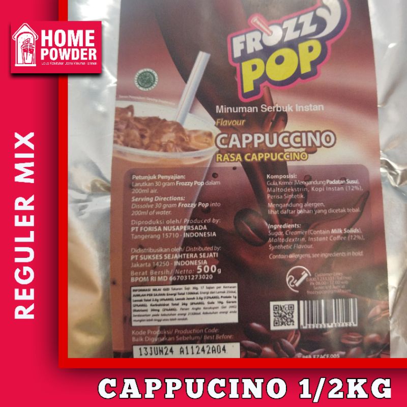 

Bubuk Minuman Murah Cappucino 1/2Kg Frozzy Pop Minuman Cappucino Cincau