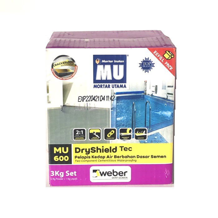 TERBAIK MORTAR UTAMA MU-600 DRYSHIELD PELAPIS KEDAP AIR 3KG SET