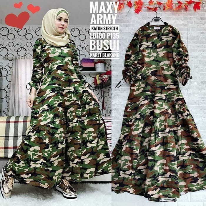 Gamis Motif Army | Gamis Syar'i Army dresarmy