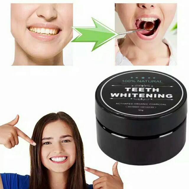 TEETH WHITENING ACTIVATED ORGANIC CHARCOAL (Bubuk arang pemutih gigi)