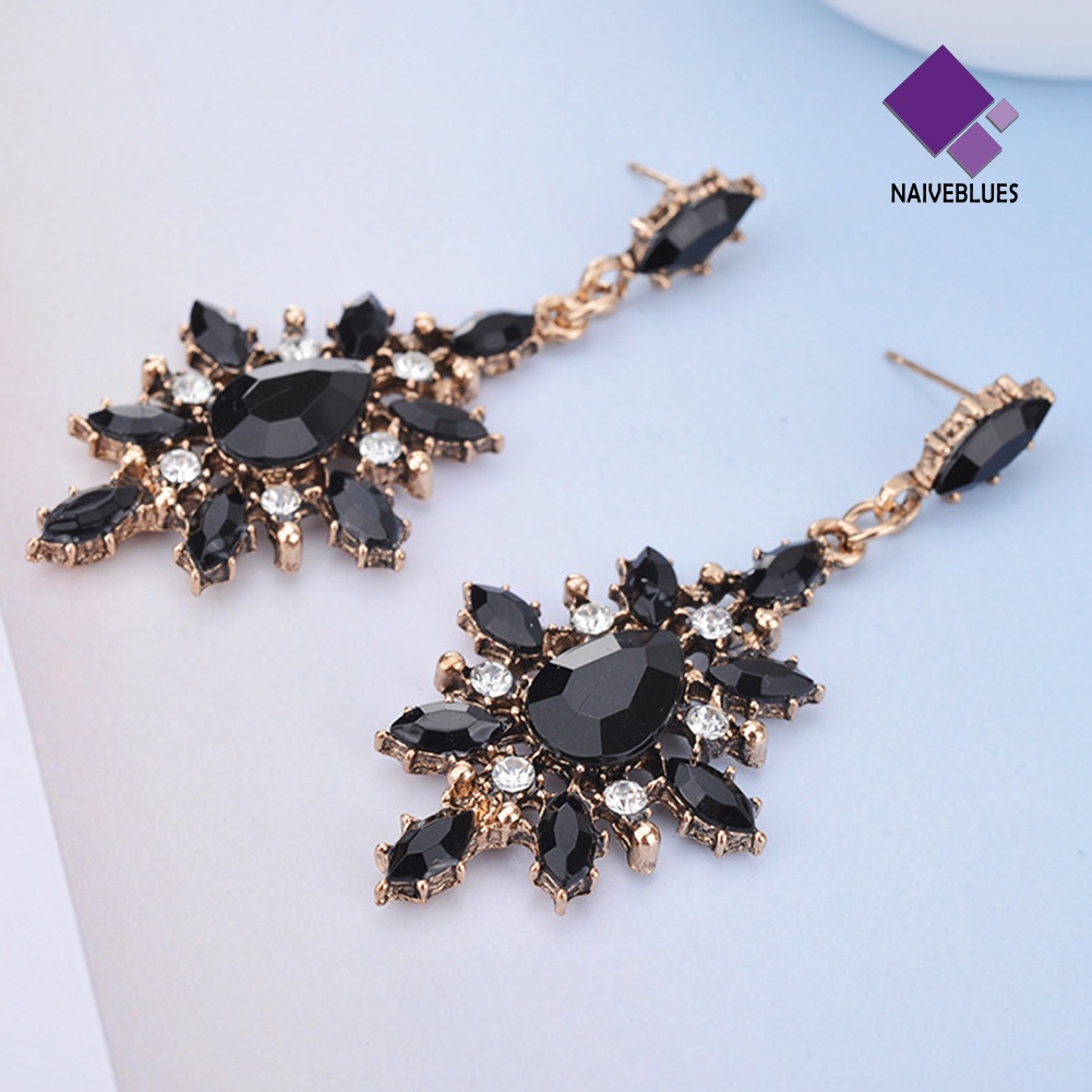 Anting Menjuntai Bentuk Tetesan Air Mata Marquise Snowflake Untuk Wanita