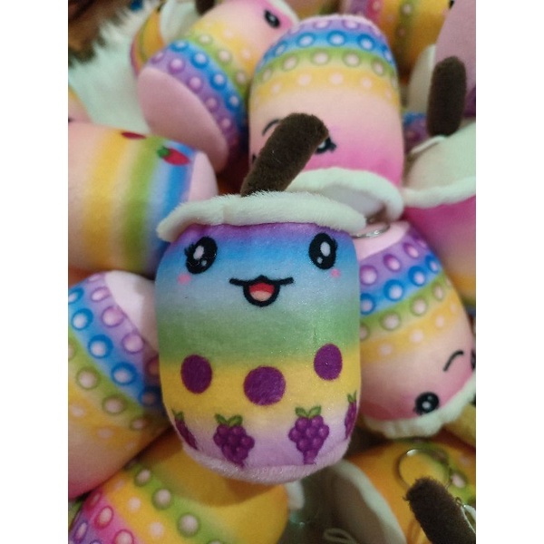 Gantungan Kunci Boneka Boba Rainbow Pelangi Terbaru Lucu Imut Ukuran 15cm