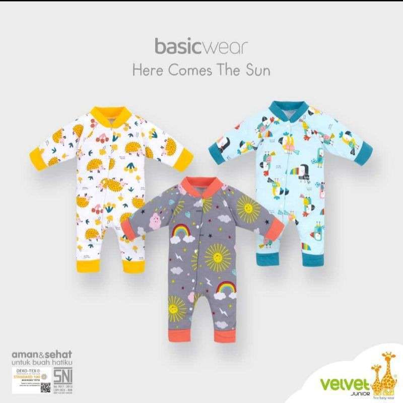 Velvet Junior Jumper Bayi Panjang Buka Kaki sleepsuit baju bayi baju kodok