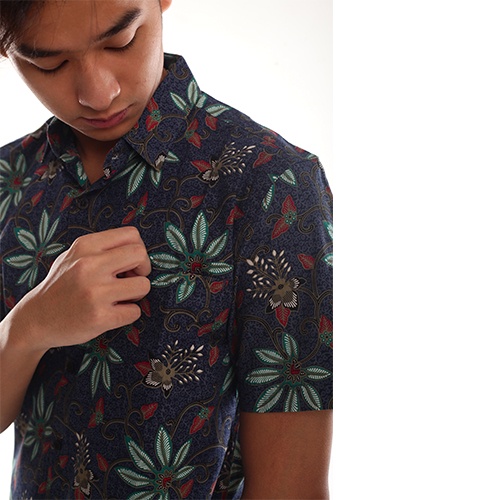 DEVAGO Kemeja Pria Batik Premium stretch Kerah Motif Afkar Lengan pendek M-2XL