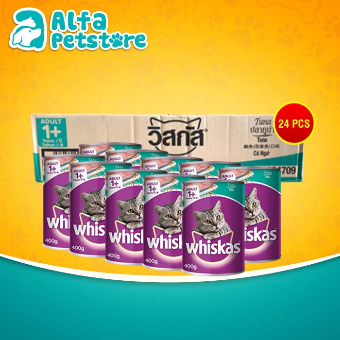 Makanan Basah Kucing Whiskas Kaleng Wetfod Grosir Dus Isi 24 PCS 400GR